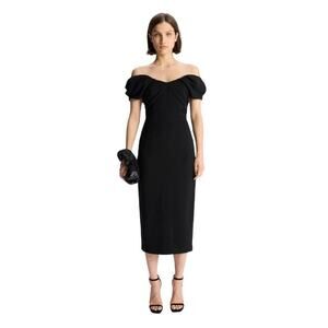 A.L.C. Black Off-Shoulder Midi Dress